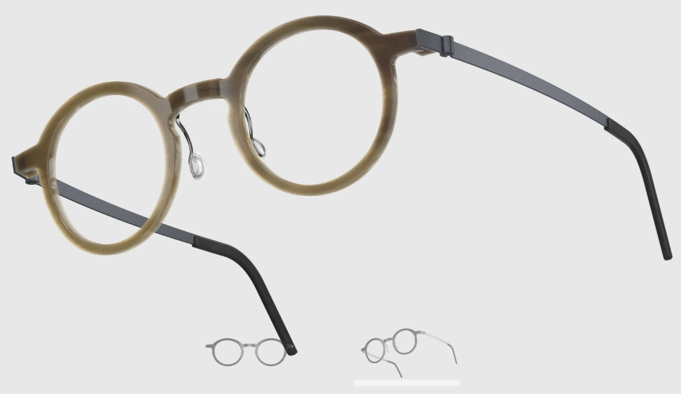 Lindberg Wood and Buffalo Titanium Round Eyeglasses