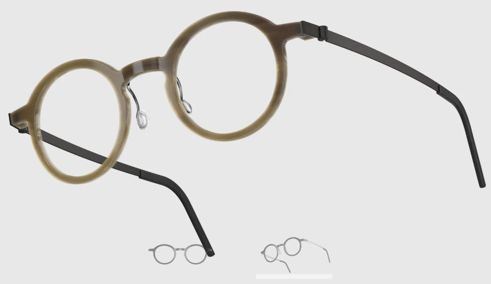 Lindberg Wood and Buffalo Titanium Round Eyeglasses