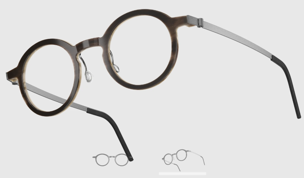 Lindberg Wood and Buffalo Titanium Round Eyeglasses