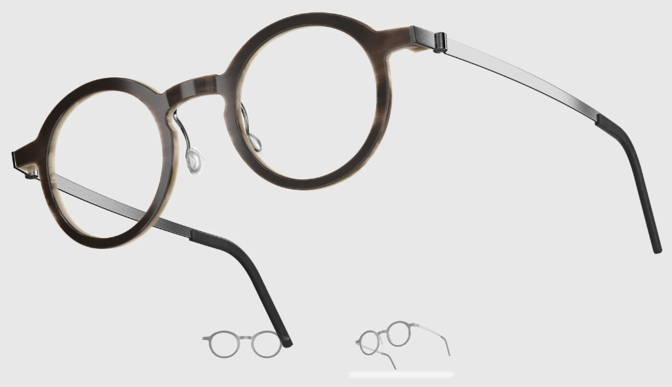 Lindberg Wood and Buffalo Titanium Round Eyeglasses