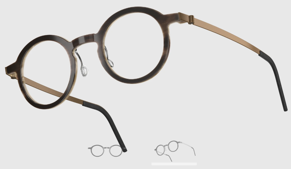 Lindberg Wood and Buffalo Titanium Round Eyeglasses