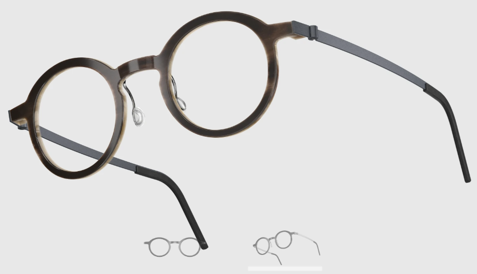 Lindberg Wood and Buffalo Titanium Round Eyeglasses