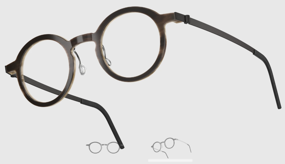 Lindberg Wood and Buffalo Titanium Round Eyeglasses