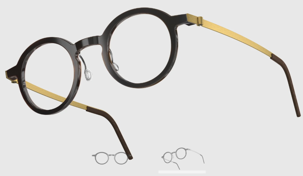 Lindberg Wood and Buffalo Titanium Round Eyeglasses