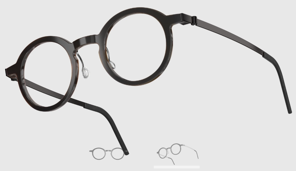 Lindberg Wood and Buffalo Titanium Round Eyeglasses