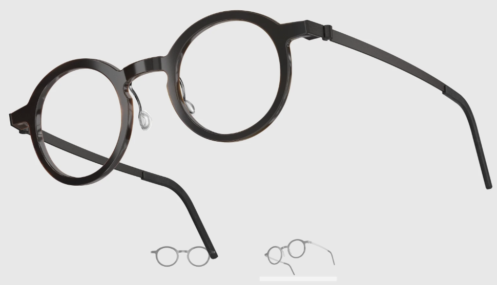 Lindberg Wood and Buffalo Titanium Round Eyeglasses