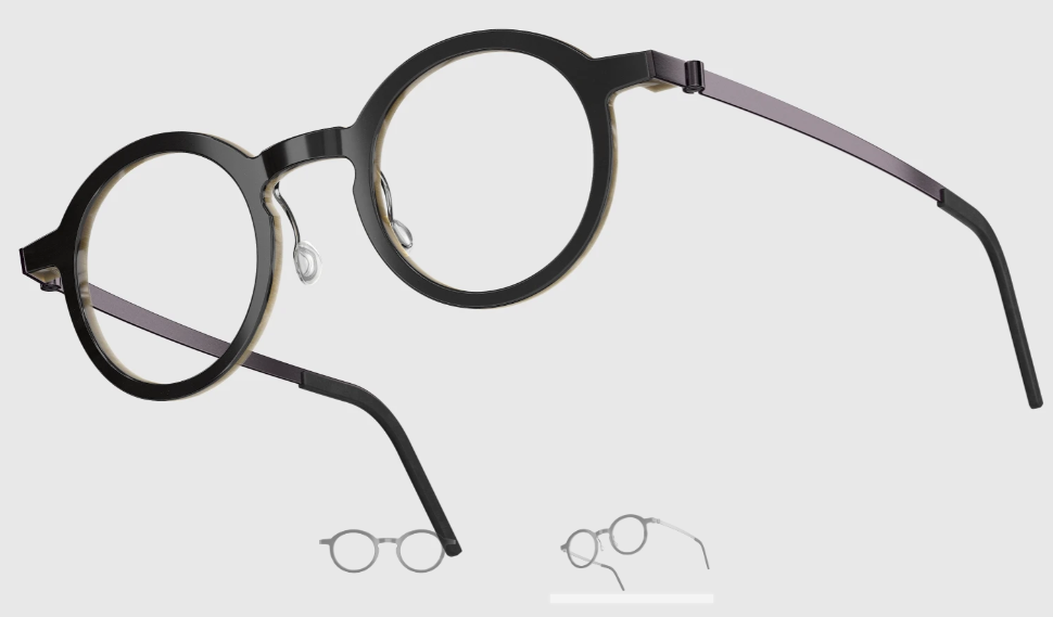 Lindberg Wood and Buffalo Titanium Round Eyeglasses