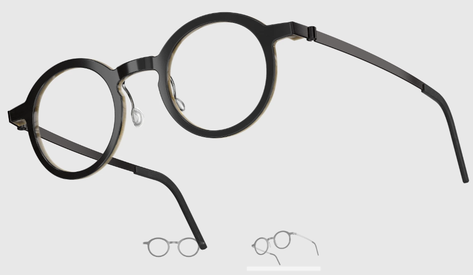 Lindberg Wood and Buffalo Titanium Round Eyeglasses