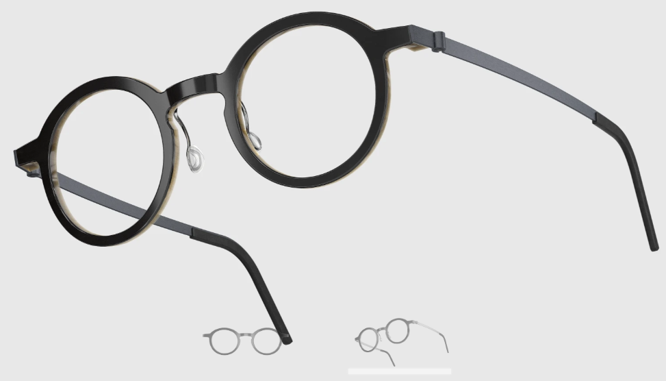 Lindberg Wood and Buffalo Titanium Round Eyeglasses