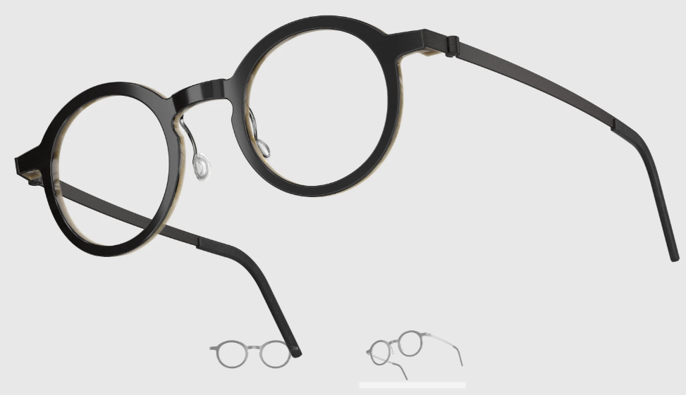 Lindberg Wood and Buffalo Titanium Round Eyeglasses