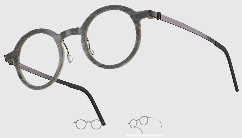 Lindberg Wood and Buffalo Titanium Round Eyeglasses