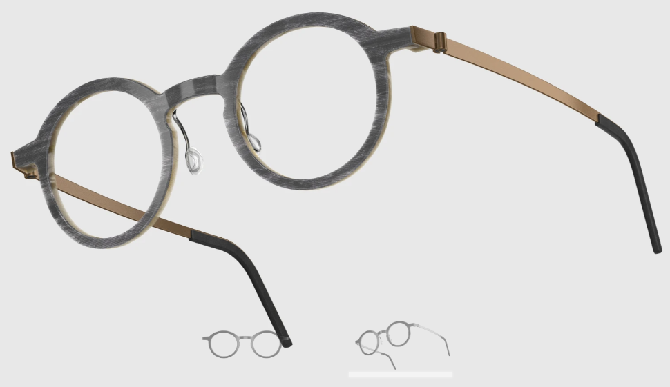 Lindberg Wood and Buffalo Titanium Round Eyeglasses