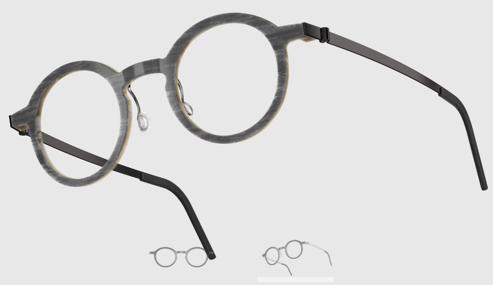 Lindberg Wood and Buffalo Titanium Round Eyeglasses