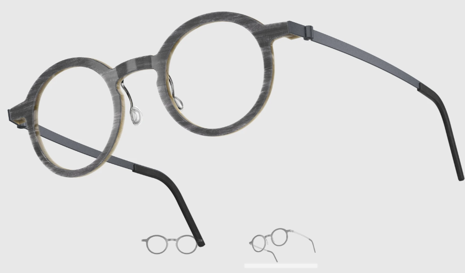 Lindberg Wood and Buffalo Titanium Round Eyeglasses