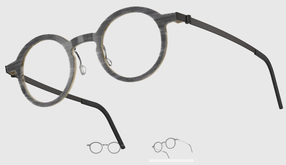 Lindberg Wood and Buffalo Titanium Round Eyeglasses