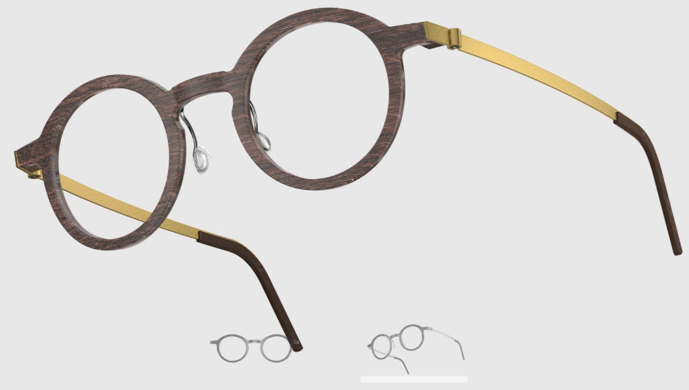 Lindberg Wood and Buffalo Titanium Round Eyeglasses