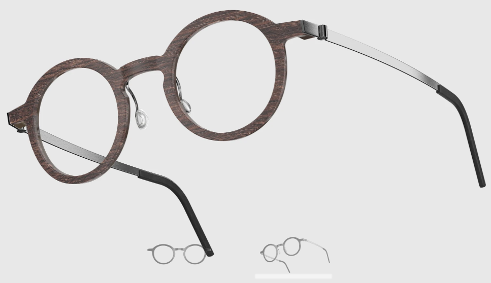 Lindberg Wood and Buffalo Titanium Round Eyeglasses