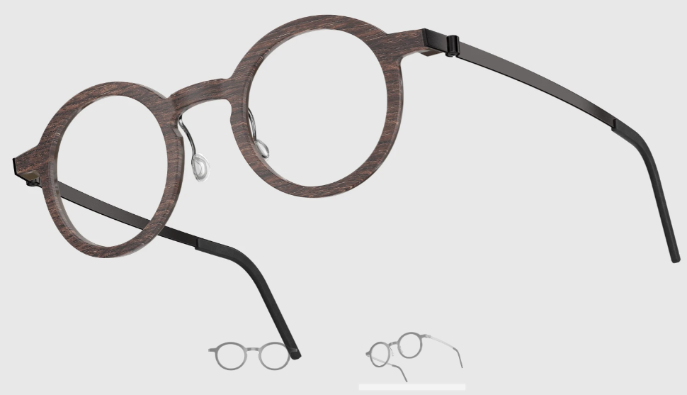 Lindberg Wood and Buffalo Titanium Round Eyeglasses