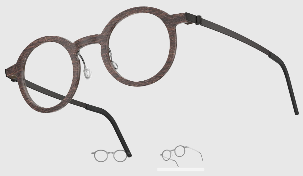 Lindberg Wood and Buffalo Titanium Round Eyeglasses