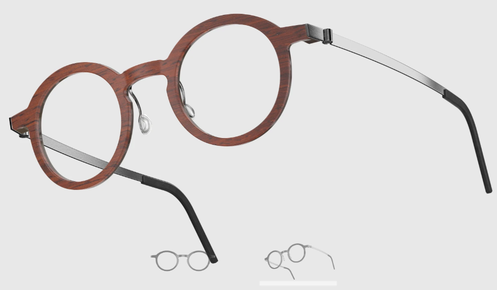 Lindberg Wood and Buffalo Titanium Round Eyeglasses