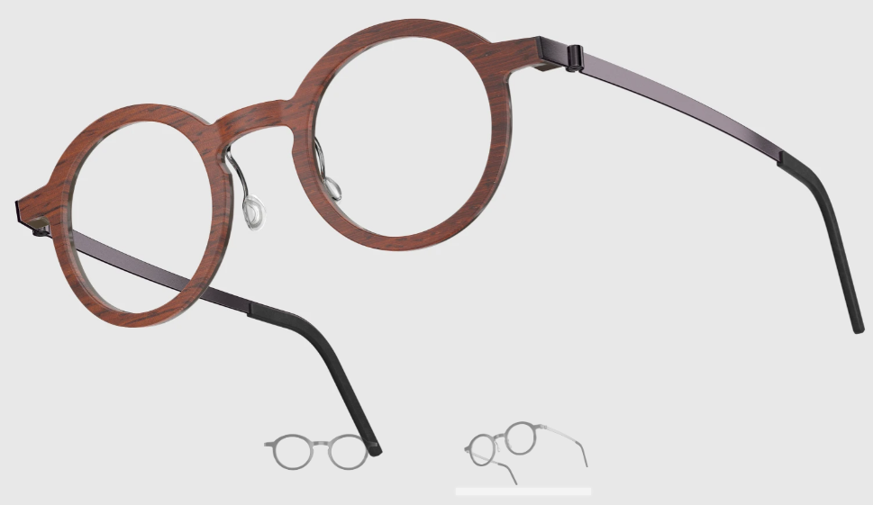 Lindberg Wood and Buffalo Titanium Round Eyeglasses