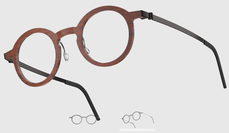 Lindberg Wood and Buffalo Titanium Round Eyeglasses