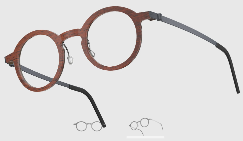 Lindberg Wood and Buffalo Titanium Round Eyeglasses