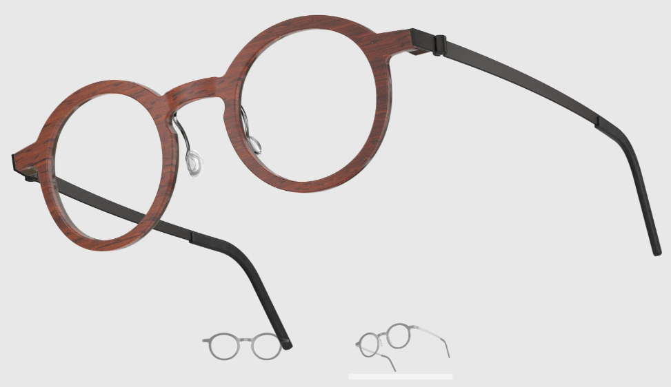 Lindberg Wood and Buffalo Titanium Round Eyeglasses