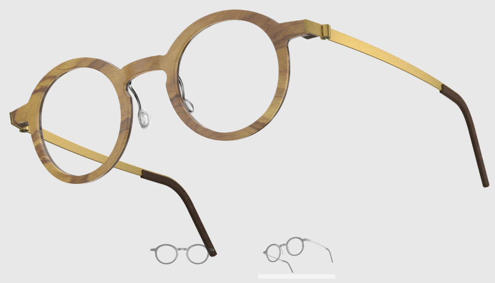 Lindberg Wood and Buffalo Titanium Round Eyeglasses