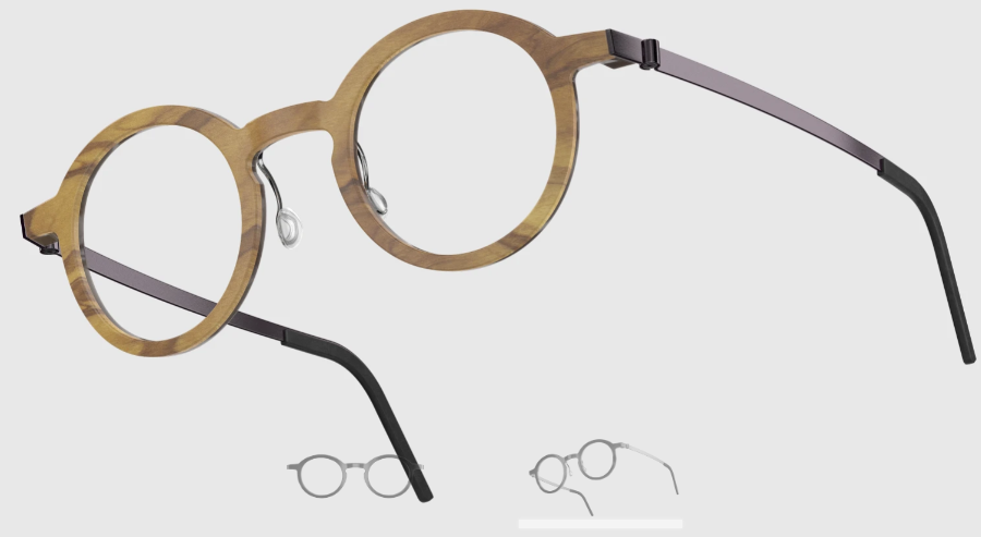 Lindberg Wood and Buffalo Titanium Round Eyeglasses