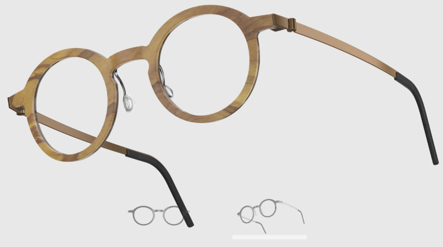 Lindberg Wood and Buffalo Titanium Round Eyeglasses