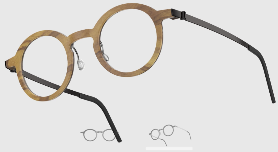 Lindberg Wood and Buffalo Titanium Round Eyeglasses