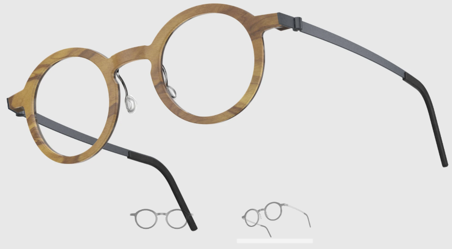 Lindberg Wood and Buffalo Titanium Round Eyeglasses