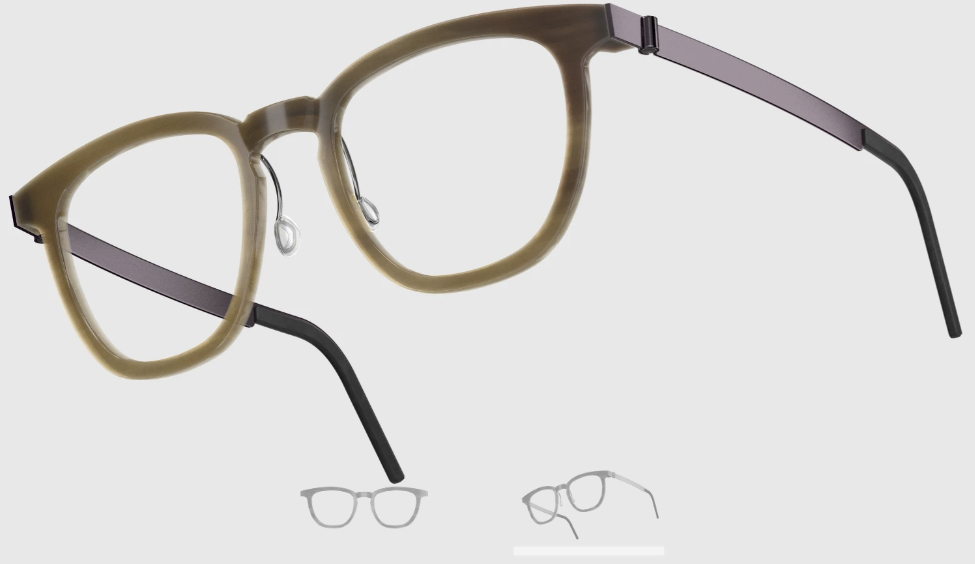 Lindberg Wood and Buffalo Titanium Square Eyeglasses