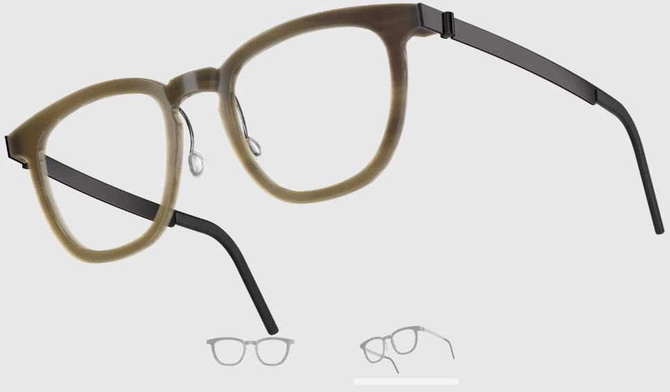 Lindberg Wood and Buffalo Titanium Square Eyeglasses