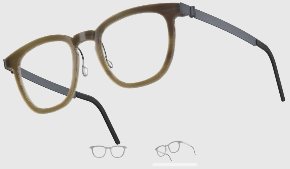 Lindberg Wood and Buffalo Titanium Square Eyeglasses