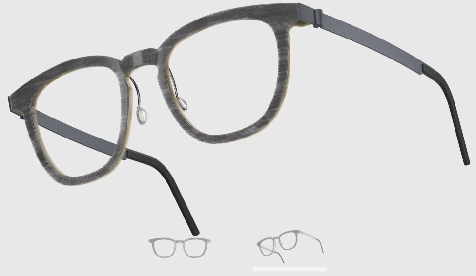 Lindberg Wood and Buffalo Titanium Square Eyeglasses