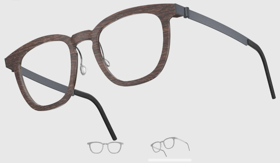 Lindberg Wood and Buffalo Titanium Square Eyeglasses