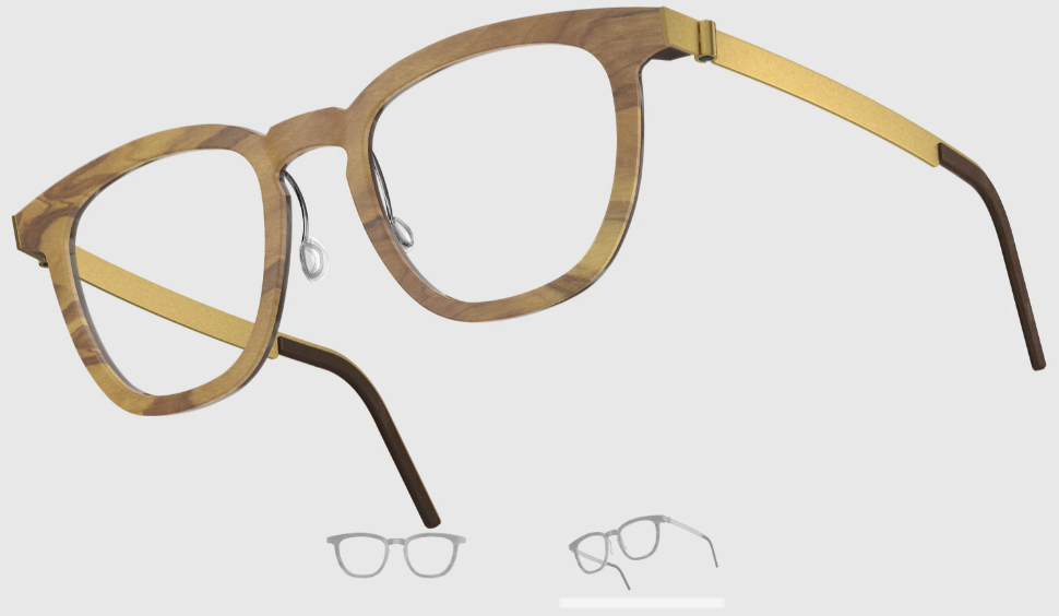 Lindberg Wood and Buffalo Titanium Square Eyeglasses