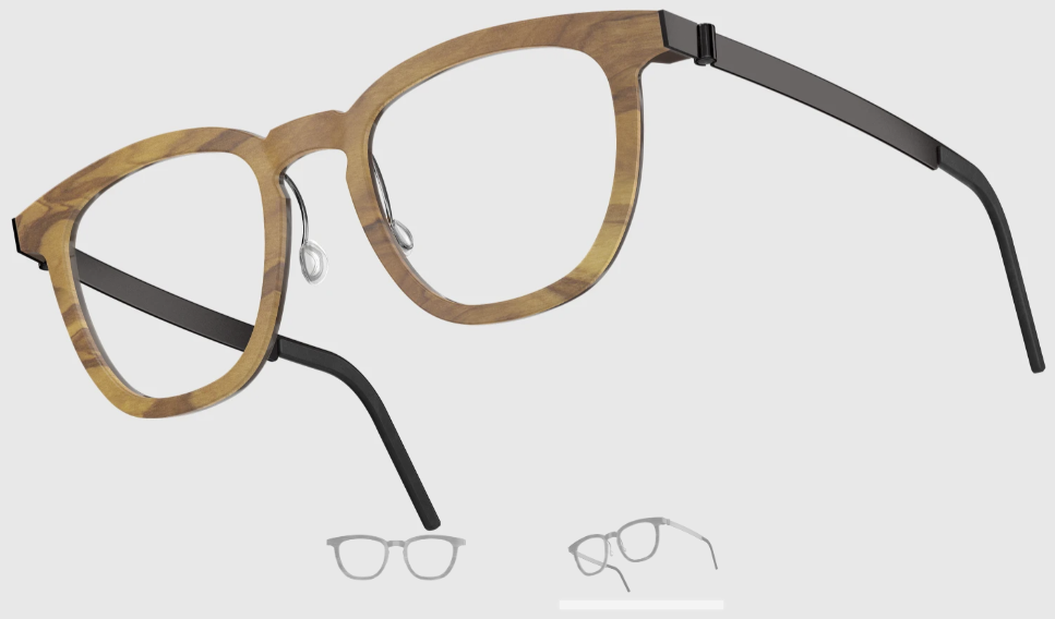 Lindberg Wood and Buffalo Titanium Square Eyeglasses