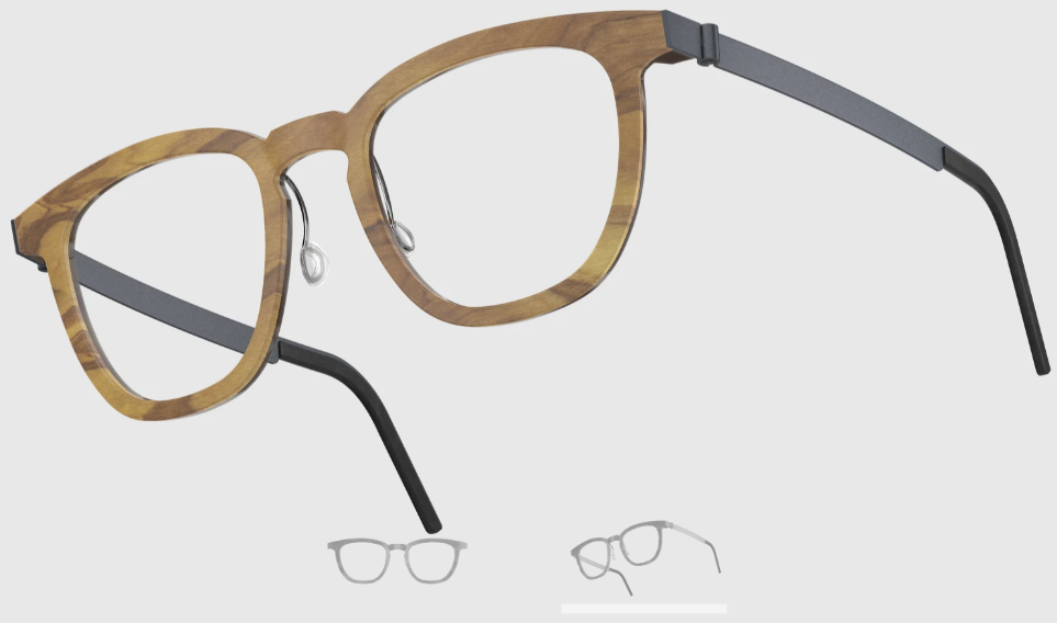 Lindberg Wood and Buffalo Titanium Square Eyeglasses