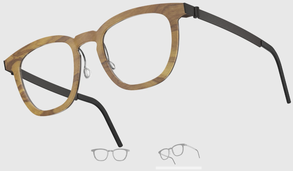 Lindberg Wood and Buffalo Titanium Square Eyeglasses