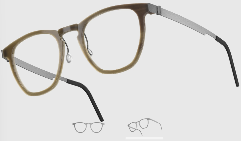 Lindberg Wood and Buffalo Titanium Square Eyeglasses