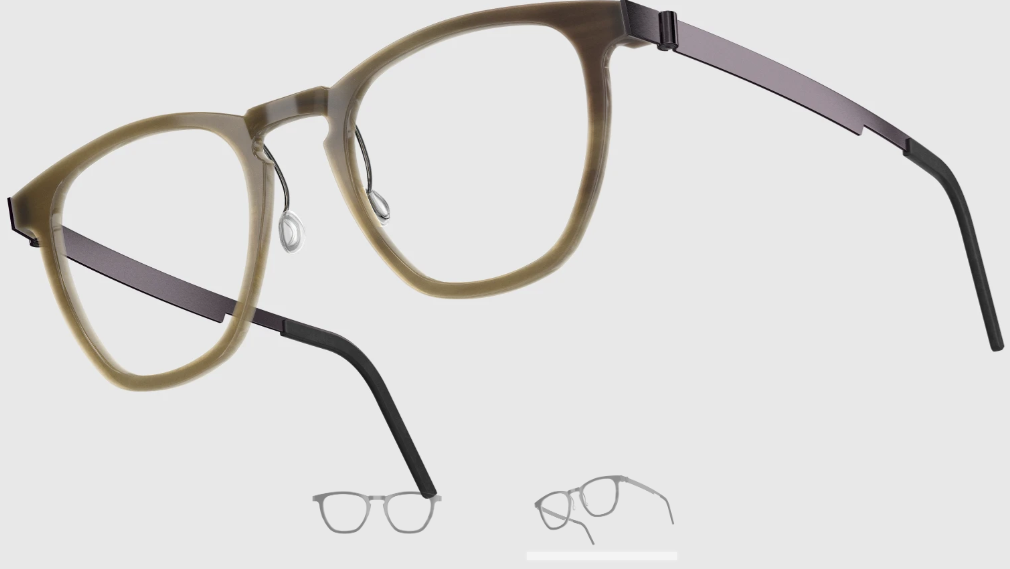 Lindberg Wood and Buffalo Titanium Square Eyeglasses