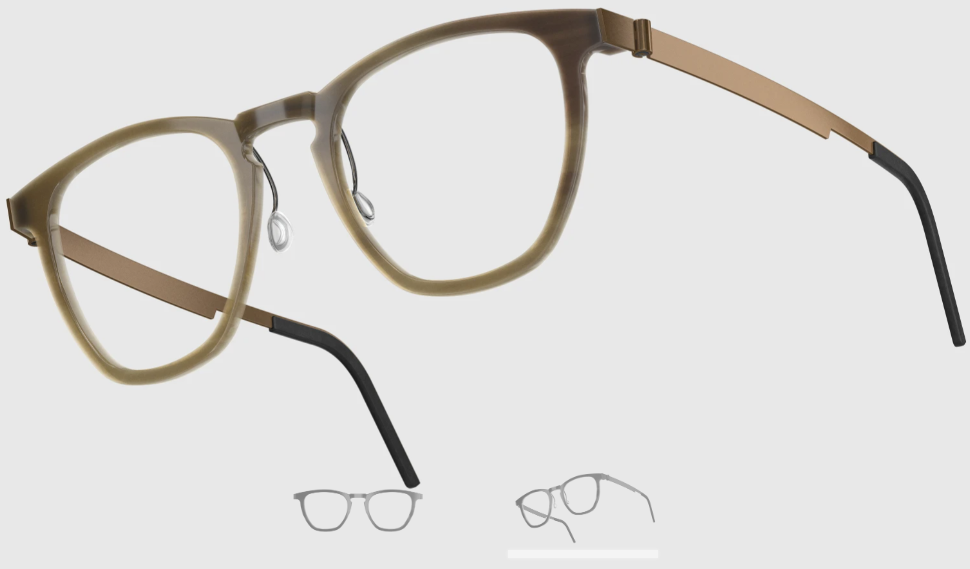 Lindberg Wood and Buffalo Titanium Square Eyeglasses