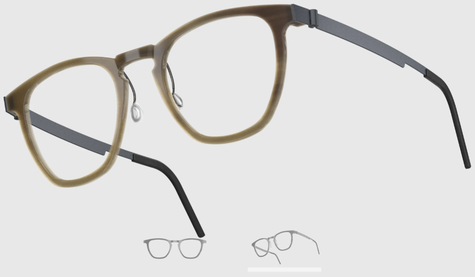 Lindberg Wood and Buffalo Titanium Square Eyeglasses