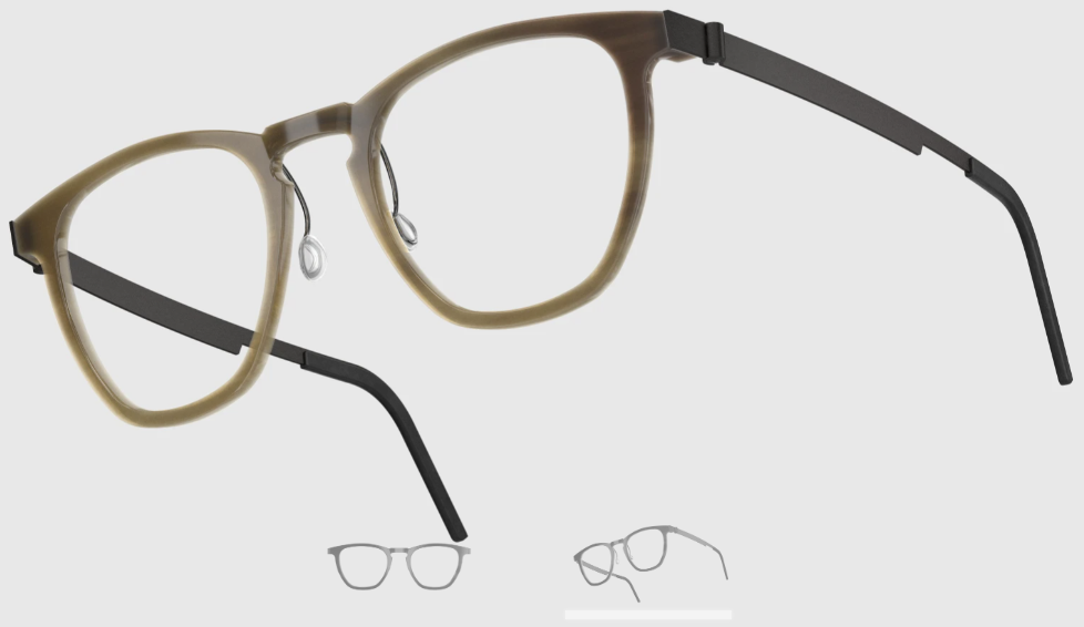 Lindberg Wood and Buffalo Titanium Square Eyeglasses