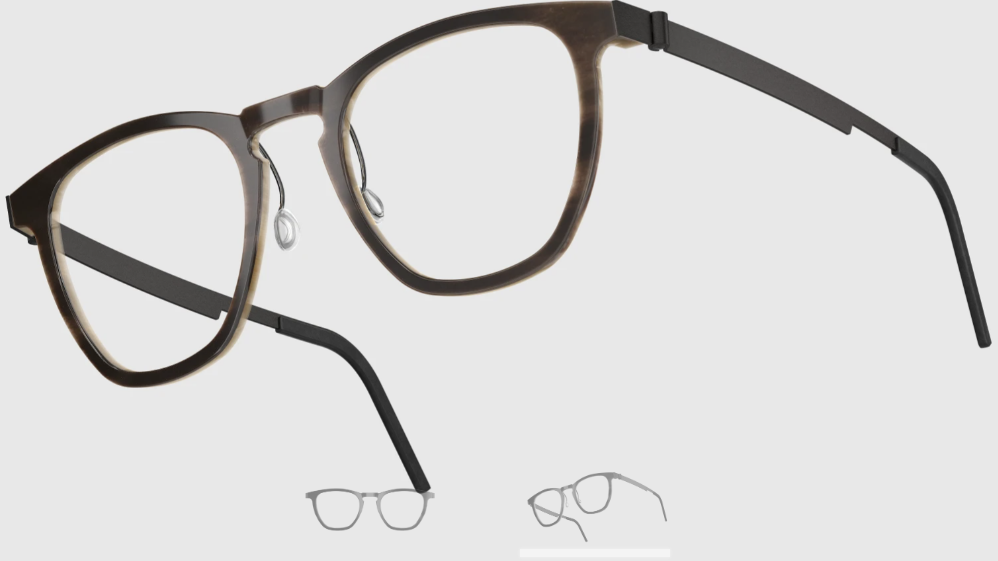 Lindberg Wood and Buffalo Titanium Square Eyeglasses