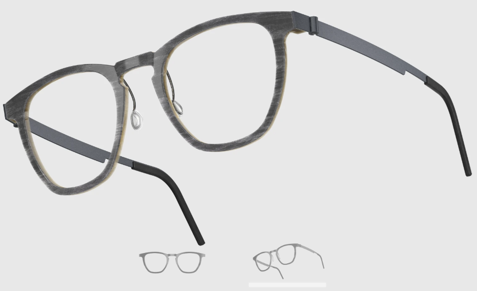 Lindberg Wood and Buffalo Titanium Square Eyeglasses