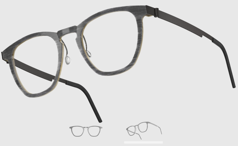 Lindberg Wood and Buffalo Titanium Square Eyeglasses